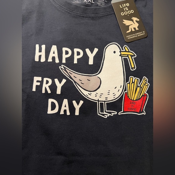 Life Is Good Child Unisex Navy Blue Happy FryDay Graphic Tee, XXL - Picture 5 of 7